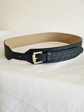 Michael Kors Signature MK Print Belt With Gold Buckle